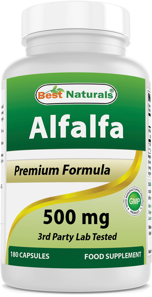 Best Naturals Alfalfa Green Super Food – 500 mg, 180 Capsules (Pack of 1) BritishVita | Premium UK Vitamins & Wellness Supplements