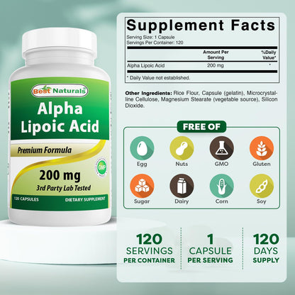Best Naturals Alpha Lipoic Acid 200 mg – 120 Capsules (Pack of 2)