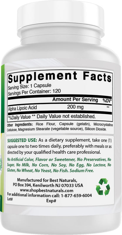 Best Naturals Alpha Lipoic Acid 200 mg – 120 Capsules (Pack of 2)