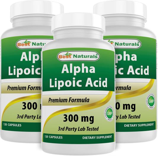 Best Naturals Alpha Lipoic Acid 300 mg - 120 Capsules (Pack of 3) BritishVita | Premium UK Vitamins & Wellness Supplements