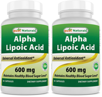 Best Naturals Alpha Lipoic Acid 600 mg – 60 Capsules (Pack of 2) | ALA Antioxidant