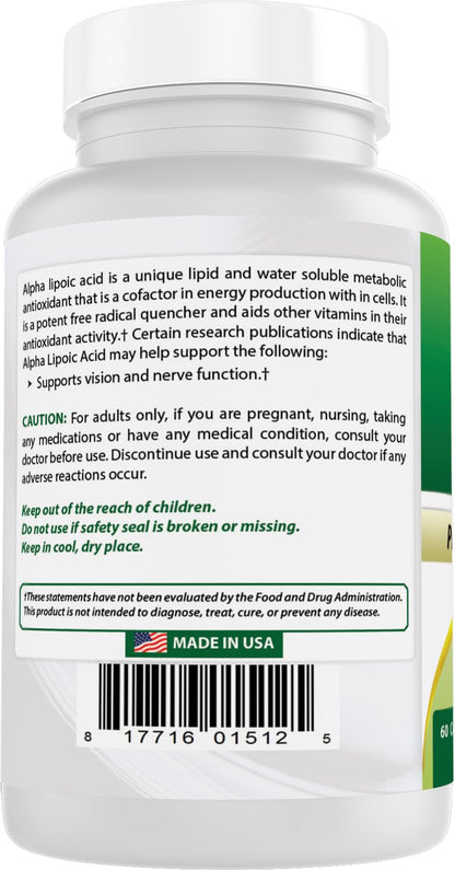 Best Naturals Alpha Lipoic Acid 600 mg – 60 Capsules (Pack of 2) | ALA Antioxidant