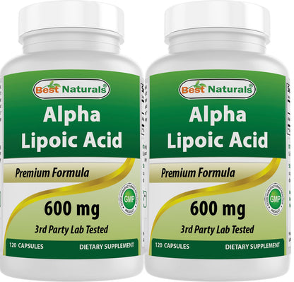 Best Naturals Alpha Lipoic Acid 600 mg | 120 Count (Pack of 2) – Non-GMO, Gluten Free