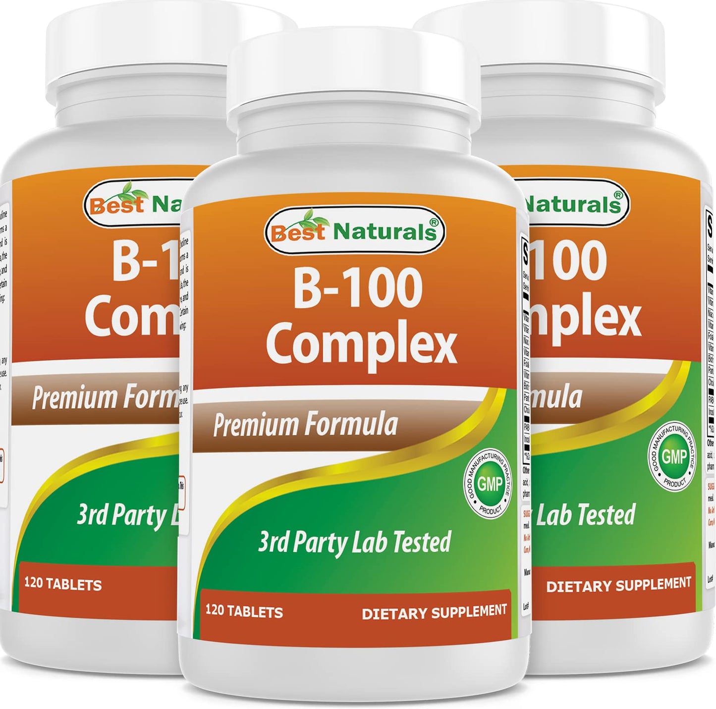 Best Naturals B-100 Complex 120 Tablets - Pack of 3 | B Complex Vitamins