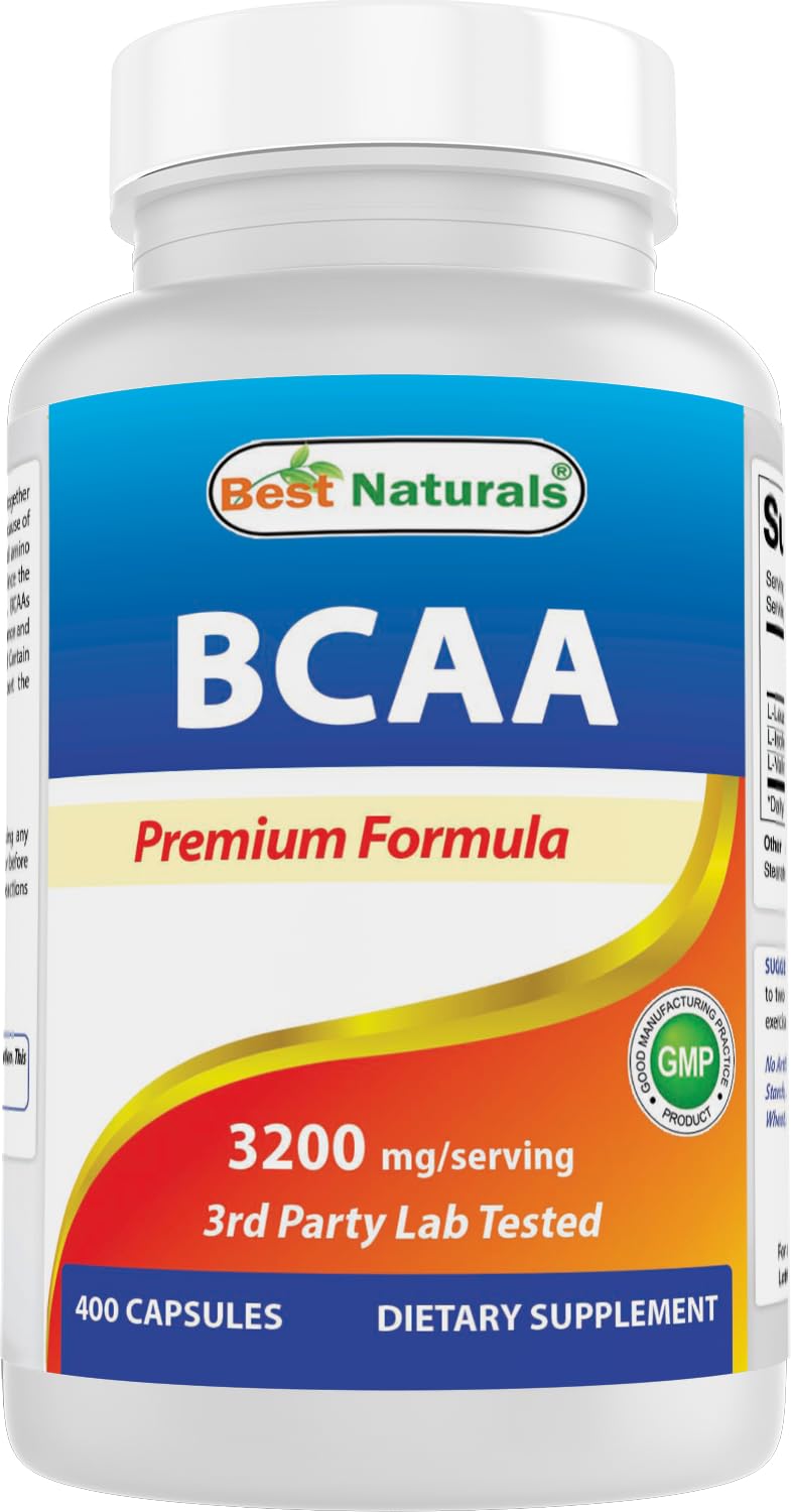 Best Naturals BCAA 3200mg | 400 Capsules | Pharmaceutical Grade | Instantized