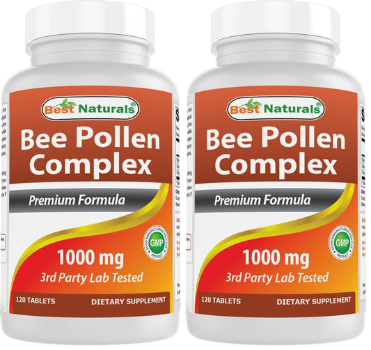 Best Naturals Bee Pollen Complex 1000 mg – 120 Tablets (Pack of 2) BritishVita | Premium UK Vitamins & Wellness Supplements