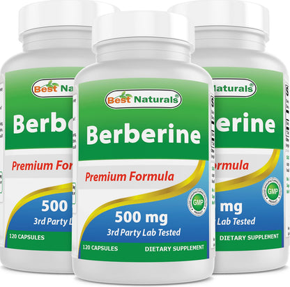 Best Naturals Berberine 500mg – 120 Capsules (Pack of 3) | Immune, Cardiovascular & GI Support