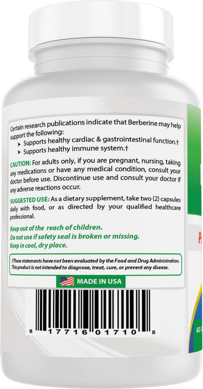 Best Naturals Berberine Plus 1000mg per Serving – Pack of 2, 60 Capsules Each | Non-GMO