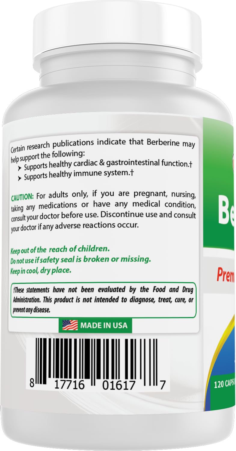 Best Naturals Berberine 500mg 120 Capsules – Immune, Cardiovascular & GI Support (Pack of 2)