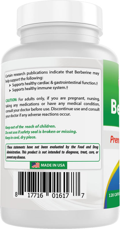 Best Naturals Berberine 500mg 120 Capsules – Immune, Cardiovascular & GI Support (Pack of 2)