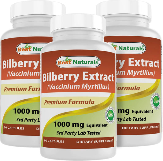 Best Naturals Bilberry 1000 mg - 90 Capsules (3 Pack) BritishVita | Premium UK Vitamins & Wellness Supplements