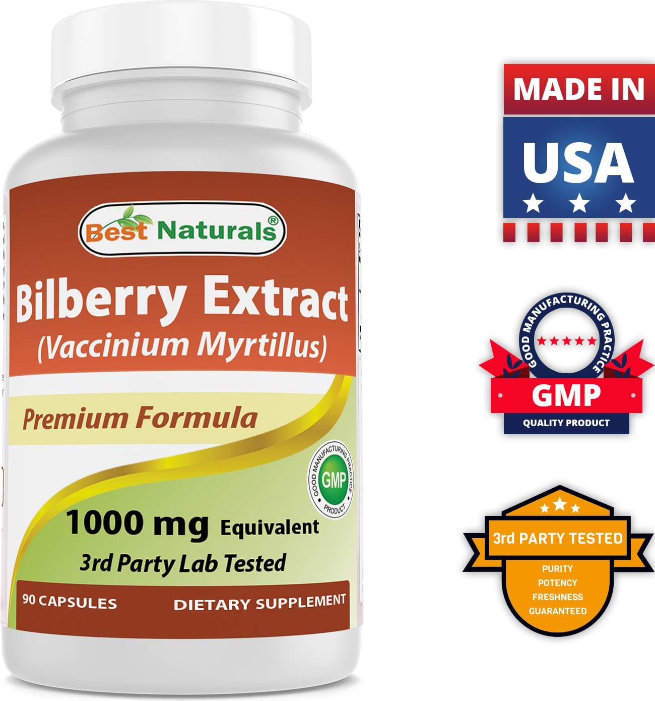 Best Naturals Bilberry 1000 mg - 90 Capsules (3 Pack)