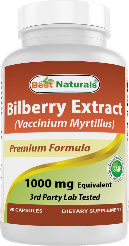 Best Naturals Bilberry Extract 1000mg Capsule (Non-GMO) Supports Healthy Vision, 90 Count BritishVita | Premium UK Vitamins & Wellness Supplements