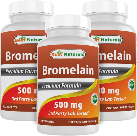 Best Naturals Bromelain 500mg - 120 Tablets (Pack of 3) | Non-GMO & Gluten-Free BritishVita | Premium UK Vitamins & Wellness Supplements