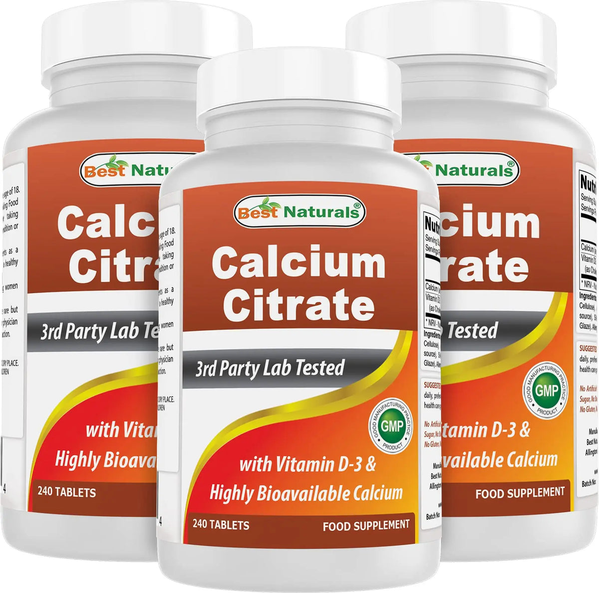 Best Naturals Calcium Citrate with Vitamin D-3 – 240 Tablets (Pack of 3) | Non-GMO, Gluten-Free BritishVita | Premium UK Vitamins & Wellness Supplements