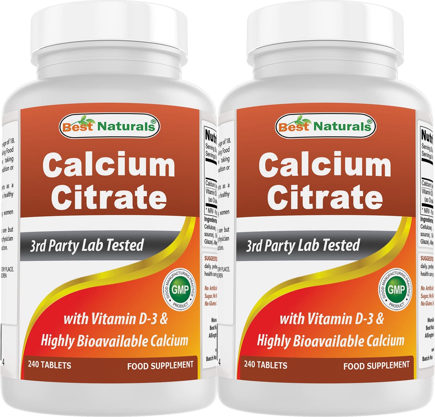 Best Naturals Calcium Citrate with Vitamin D-3 - 240 Tablets (Pack of 2)