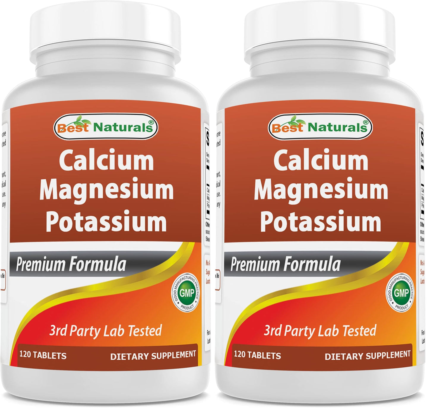 Best Naturals Calcium Magnesium Potassium - 120 Tablets (Pack of 2) | Non-GMO & Gluten Free