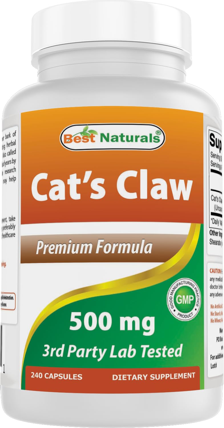 Best Naturals Cat's Claw Capsule 500 mg – 240 Count | Non-GMO, Gluten-Free