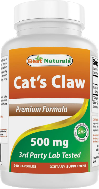 Best Naturals Cat's Claw Capsule 500 mg – 240 Count | Non-GMO, Gluten-Free