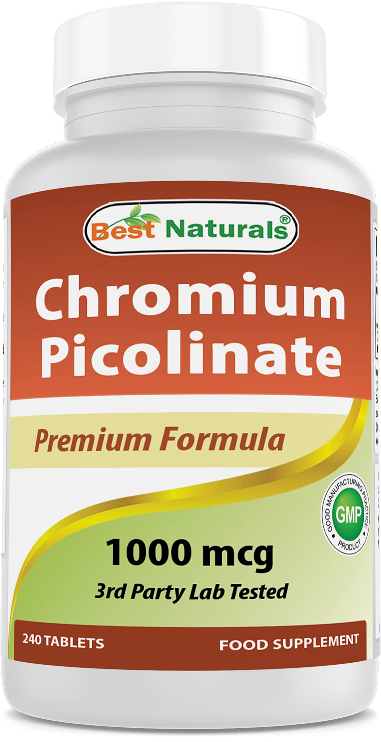 Best Naturals Chromium Picolinate 1000 mcg – 240 Tablets | GMP Certified, Made in USA