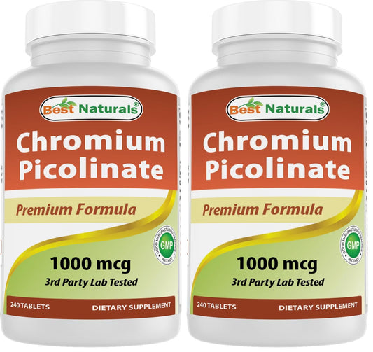Best Naturals Chromium Picolinate 1000mcg — 240 Tablets (Pack of 2) BritishVita | Premium UK Vitamins & Wellness Supplements