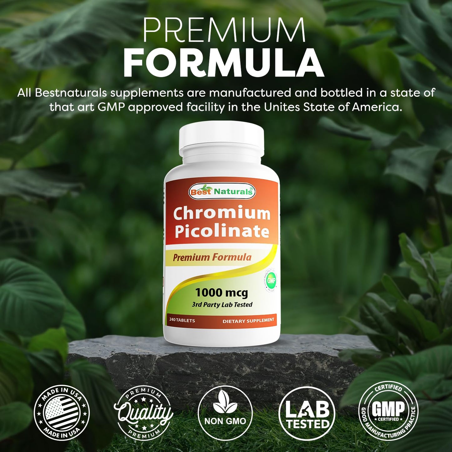Best Naturals Chromium Picolinate 1000mcg — 240 Tablets (Pack of 2)