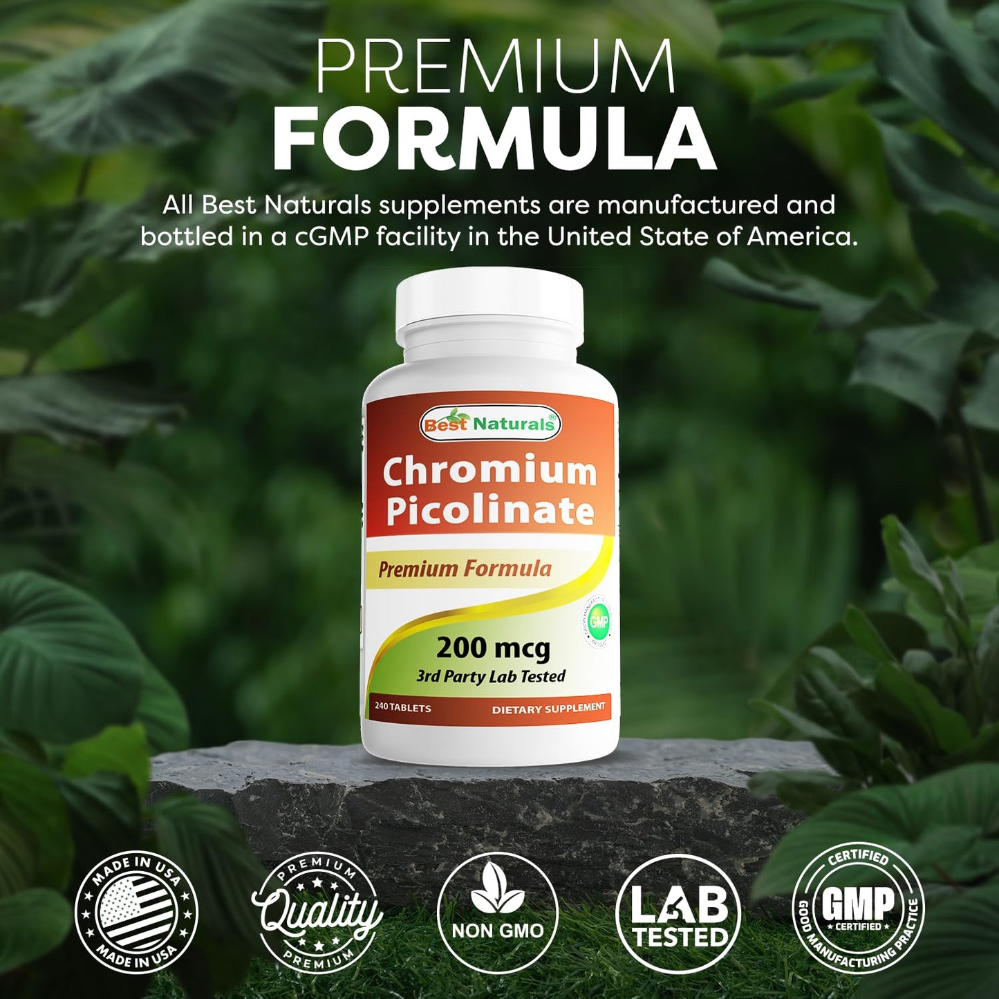 Best Naturals Chromium Picolinate Tablet, 200 mcg - 240 Count | Non-GMO & Gluten-Free