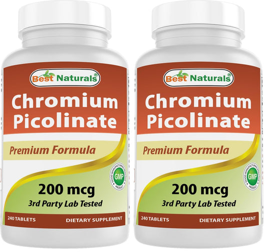 Best Naturals Chromium Picolinate Tablet 200 mcg – 240 Count (Pack of 2) | Non-GMO, Gluten-Free BritishVita | Premium UK Vitamins & Wellness Supplements