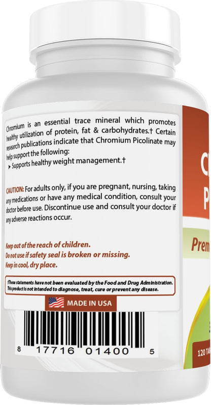 Best Naturals Chromium Picolinate 1000 mcg 120 Tablets