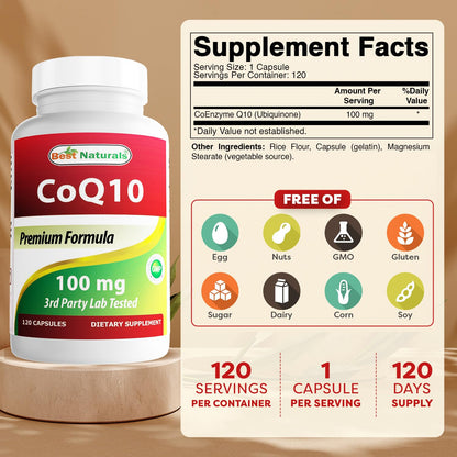 Best Naturals COQ10 100 mg - 120 Capsules per Bottle (Pack of 2)