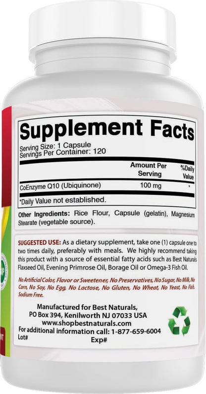 Best Naturals COQ10 100 mg - 120 Capsules per Bottle (Pack of 2)