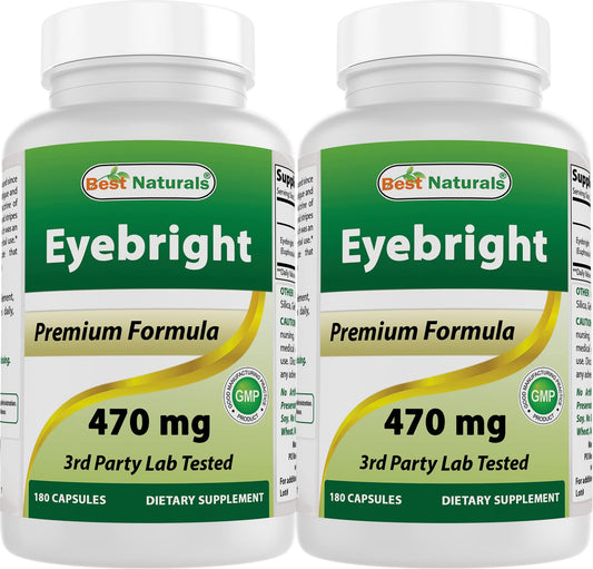 Best Naturals Eyebright 470 mg - 180 Capsules (180 Count, Pack of 2) BritishVita | Premium UK Vitamins & Wellness Supplements