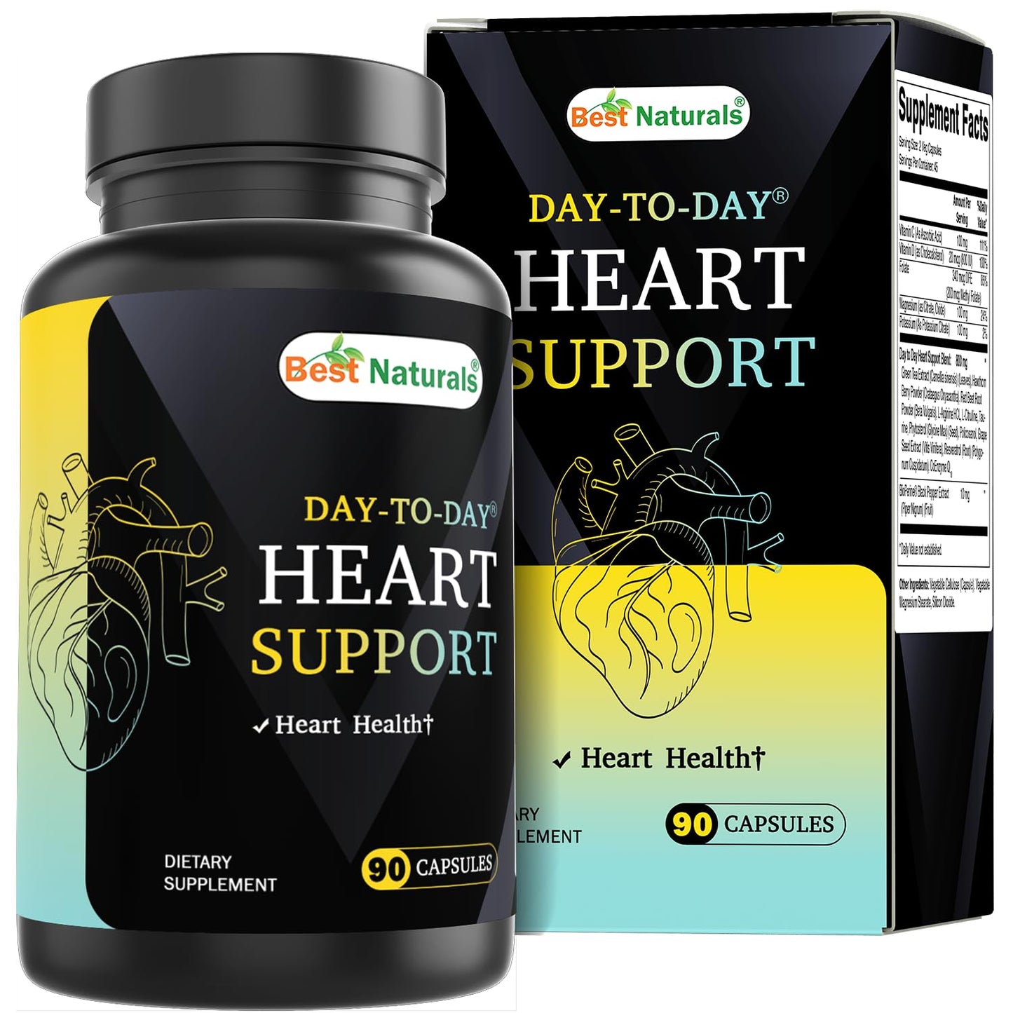 Best Naturals Heart Health Support - 90 Veg Capsules (CoQ10, Green Tea, Hawthorn)