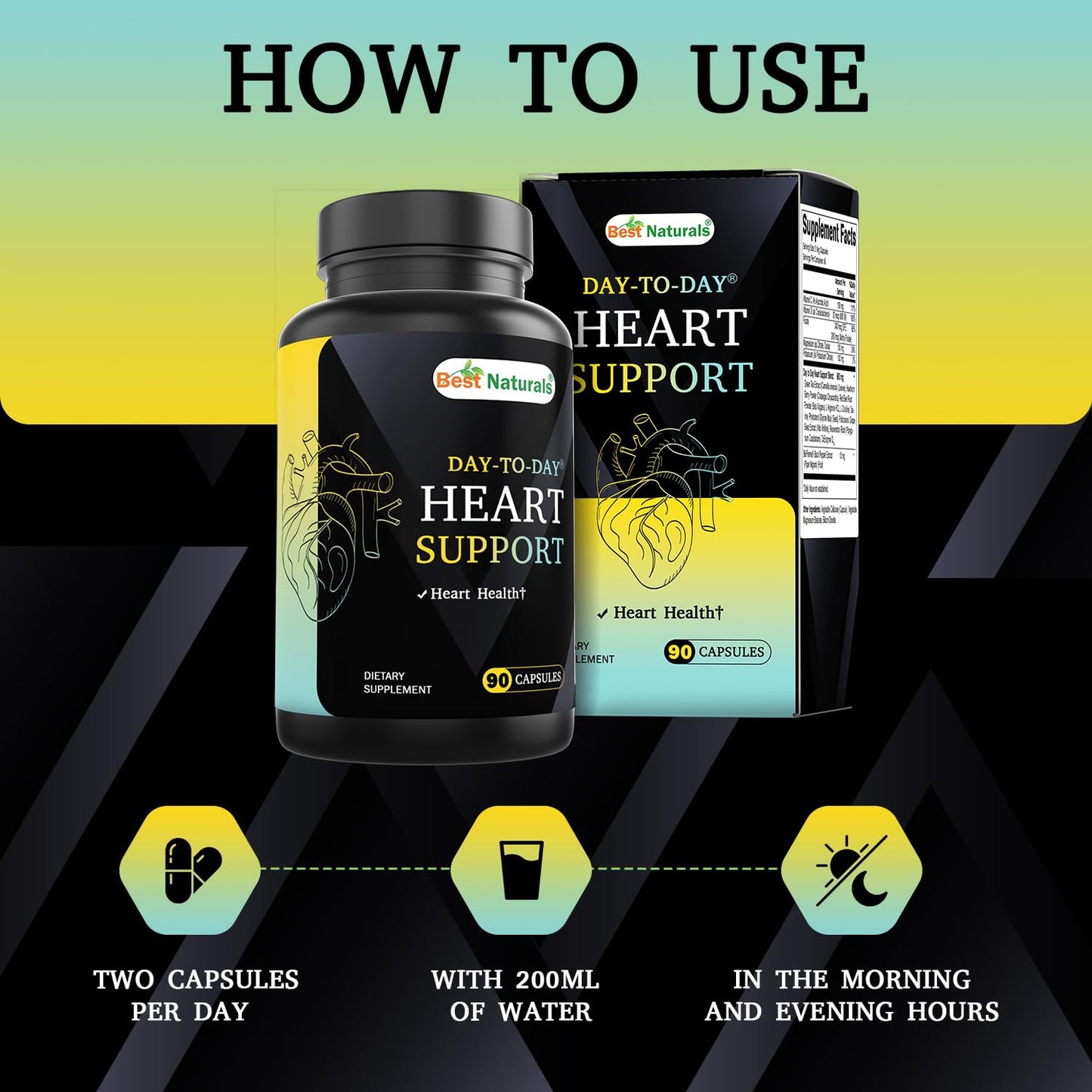 Best Naturals Heart Health Support - 90 Veg Capsules (CoQ10, Green Tea, Hawthorn)
