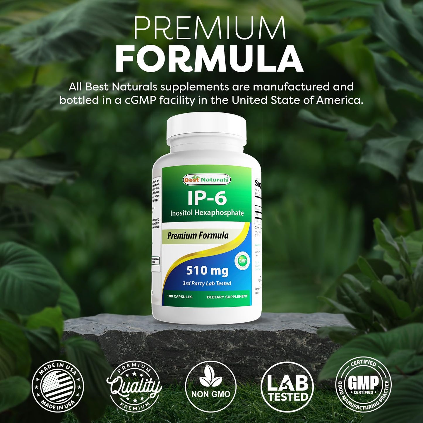 Best Naturals IP-6 510 mg 180 Capsules | 3rd-Party Tested, Non-GMO