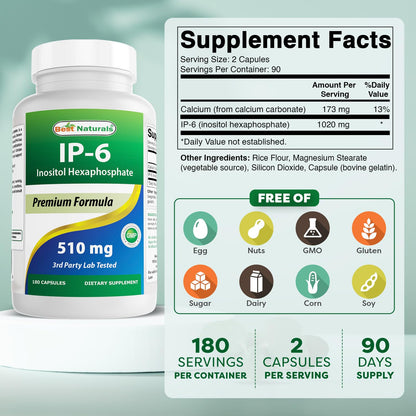 Best Naturals IP-6 510 mg 180 Capsules – Pack of 2