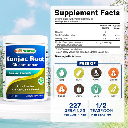 Best Naturals Konjac Glucomannan 2000mg per Serving - 2x1lb Packs