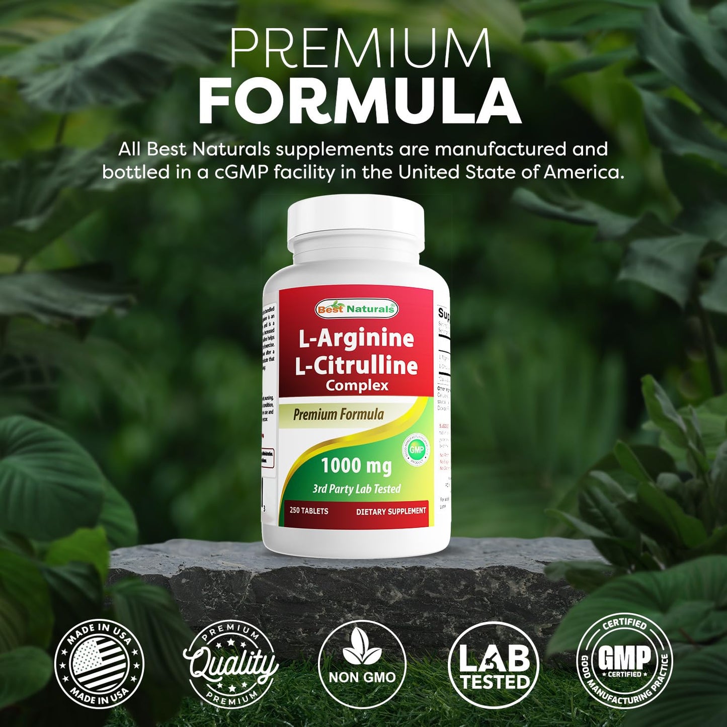 Best Naturals L-Arginine L-Citrulline Complex Tablets – 250 Count