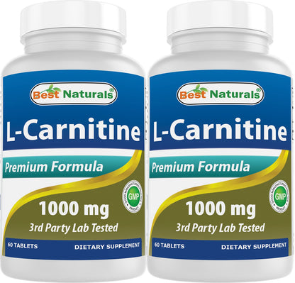 Best Naturals L-Carnitine 1000mg – 60 Tablets (Pack of 2)