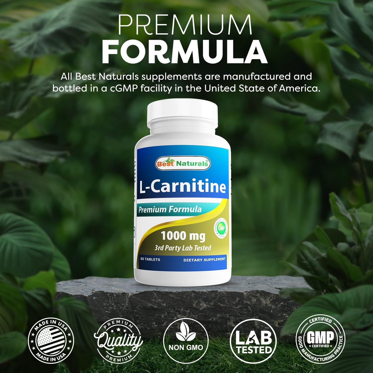 Best Naturals L-Carnitine 1000mg – 60 Tablets (Pack of 2)