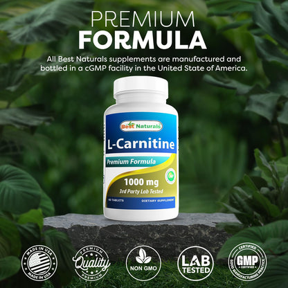 Best Naturals L-Carnitine 1000mg – 60 Tablets (Pack of 2)
