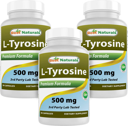 Best Naturals L-Tyrosine 500 mg – 90 Capsules (Pack of 3)