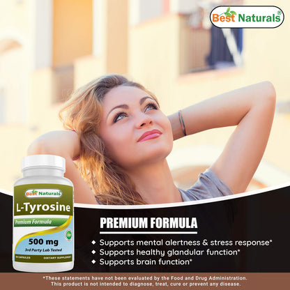 Best Naturals L-Tyrosine 500 mg – 90 Capsules (Pack of 3)