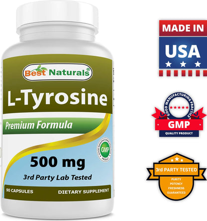 Best Naturals L-Tyrosine 500 mg – 90 Capsules (Pack of 3)