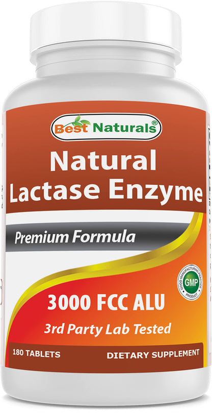 Best Naturals Fast Acting Lactase Enzyme 3000 FCC ALU - 180 Tablets (Pack of 3)