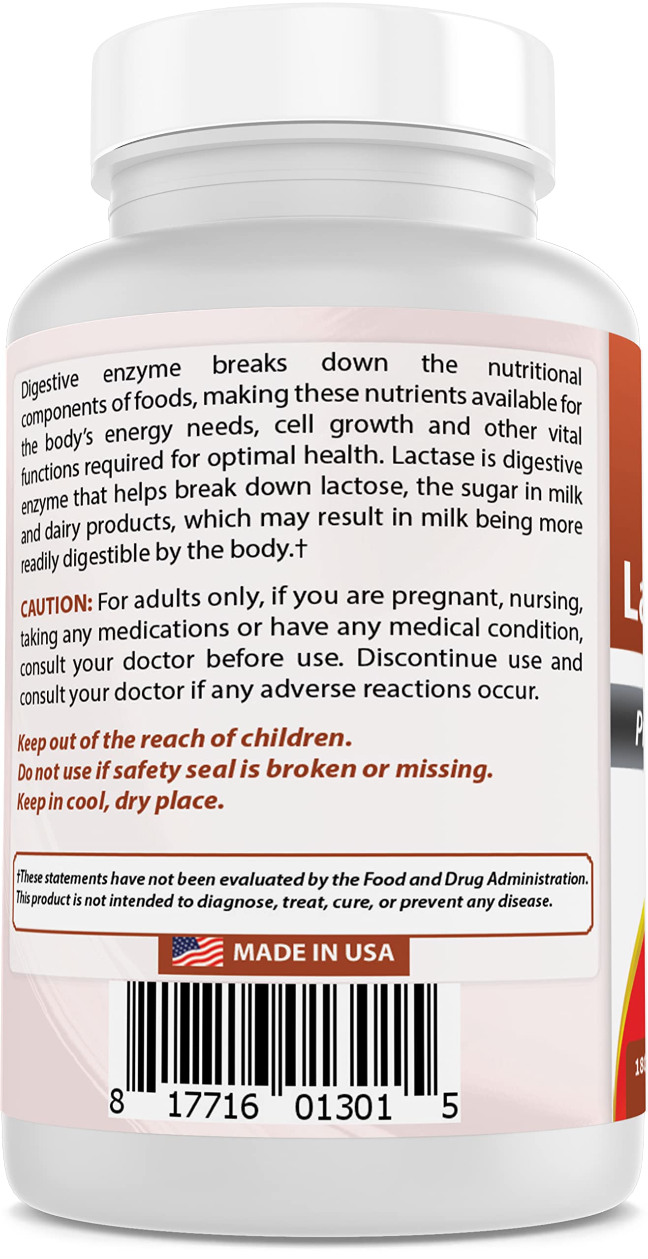 Best Naturals Lactase Enzyme Tablets – 9000 FCC ALU, 180 Count