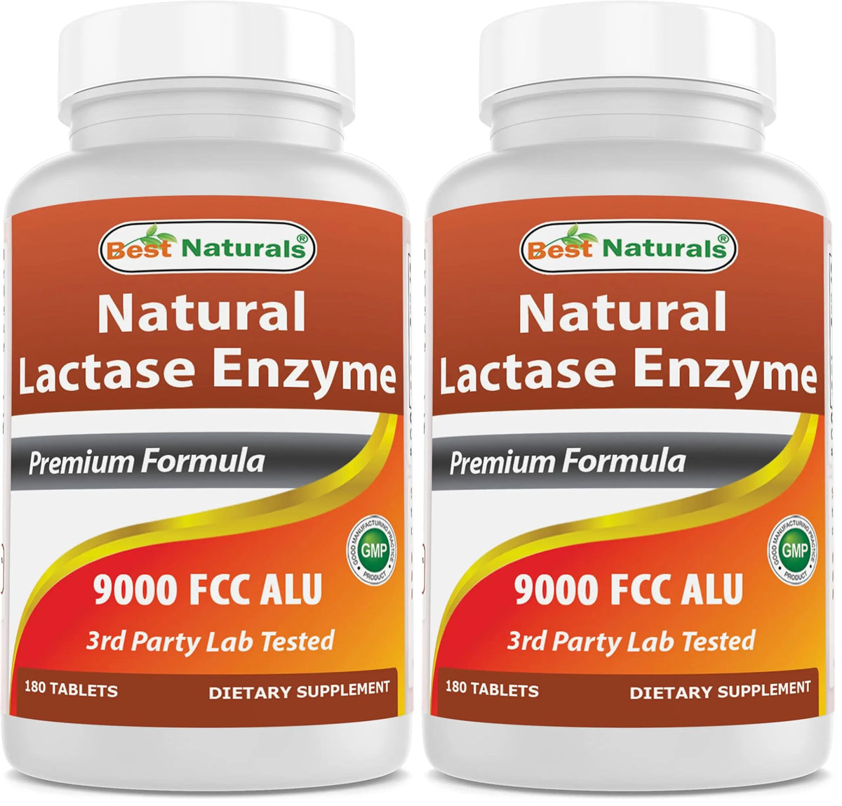 Best Naturals Lactase Enzyme Tablets – Fast Acting 9000 FCC ALU, 180 Count per Bottle, Pack of 2 BritishVita | Premium UK Vitamins & Wellness Supplements