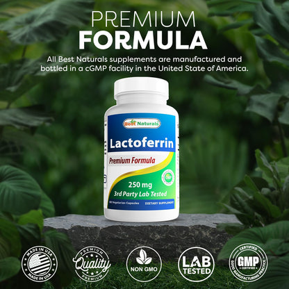 Best Naturals Lactoferrin 250 mg Veggie Capsule, Supports Healthy Immune Function - 60 Count
