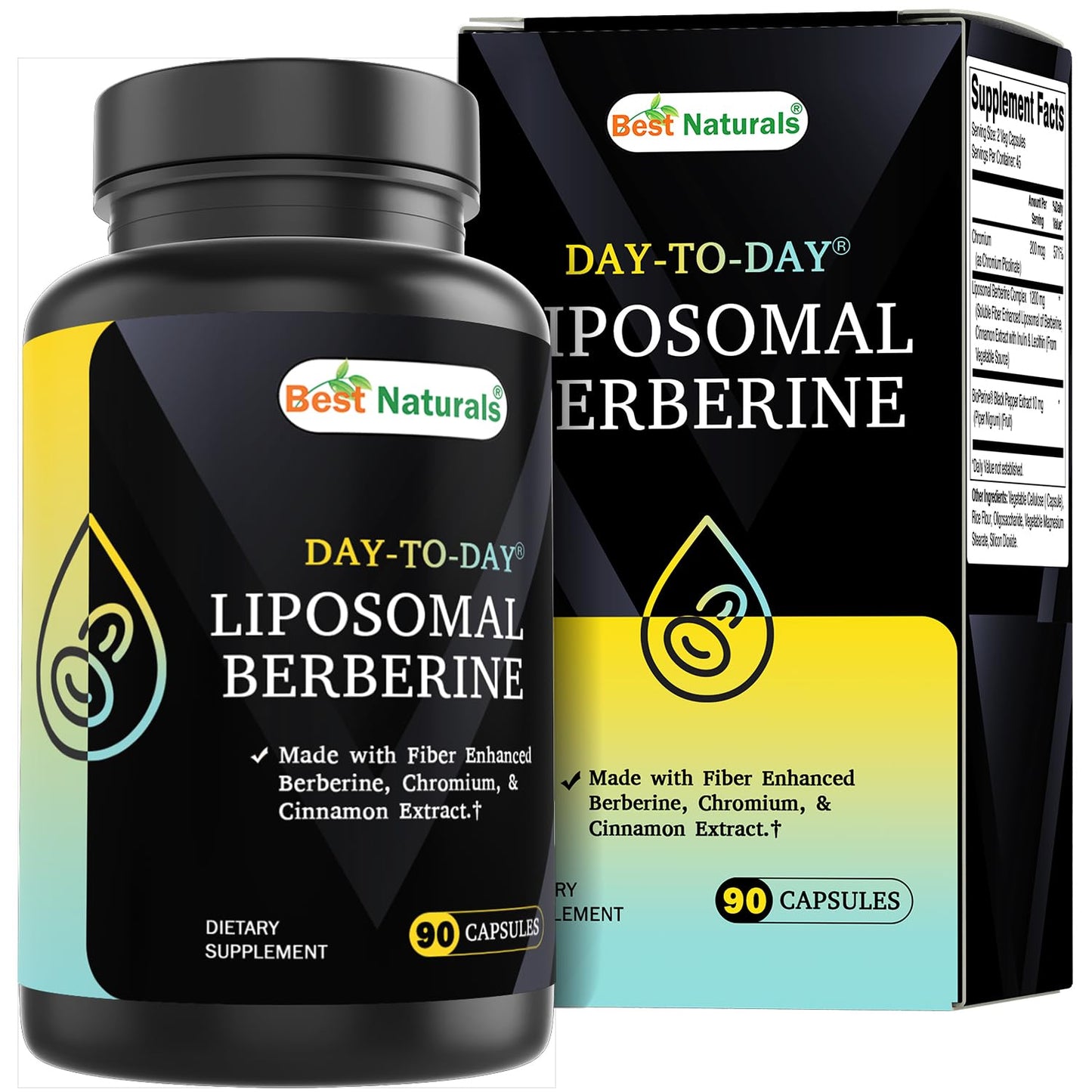 Best Naturals Liposomal Berberine 1200 mg - 90 Veg Capsules with Bioperine