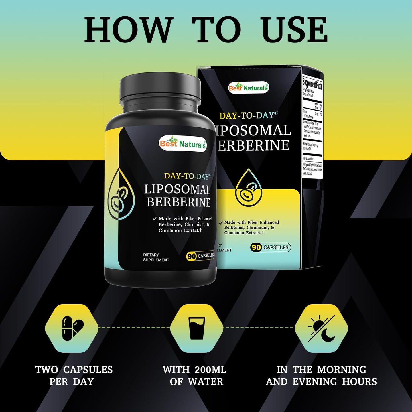 Best Naturals Liposomal Berberine 1200 mg - 90 Veg Capsules with Bioperine